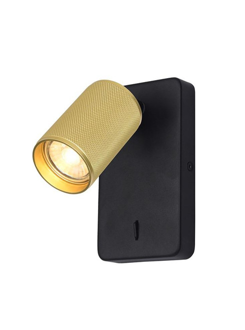 Franklite Broadway Matt Black with Brass Sleeve Adjustable Wall Spotlight 