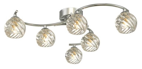 Dar Lighting Nakita 6 Light Polished Chrome with Twisted Open Glass Semi Flush Pendant Light