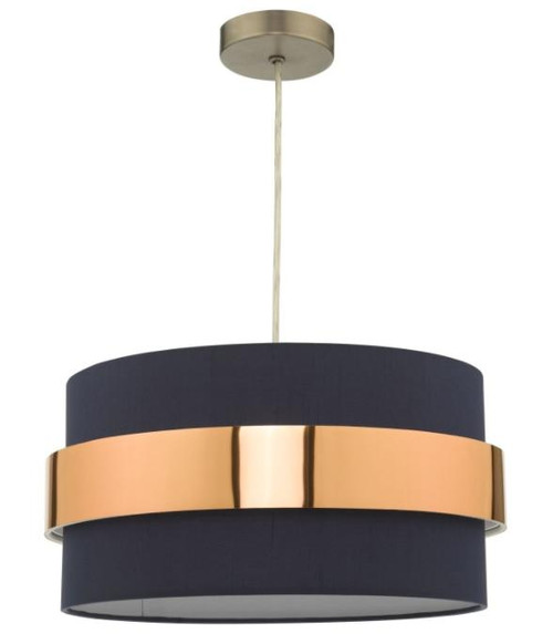 Dar Lighting Oki Navy Blue with Copper Band Easy Fit Pendant