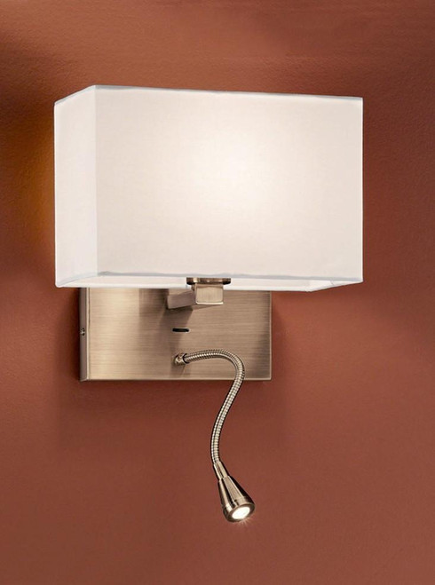 Franklite Bracket Bronze with Cream Shade and Adjustable Reading LED Wall Light 
