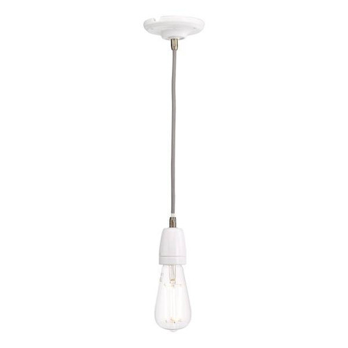 Dar Lighting Sika White Ceramic with Antique Brass Pendant Light