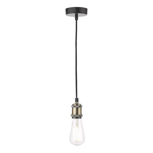 Dar Lighting Waco E27 Antique Brass Matt Black Pendant Light Suspension