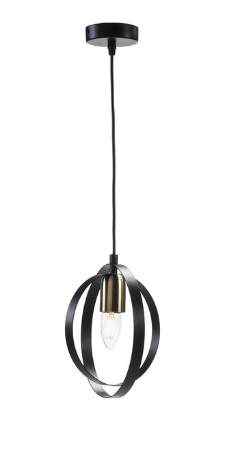 Oaks Lighting Orb Black with Antique Brass Pendant Light 