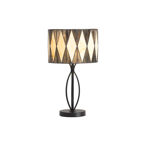 Oaks Lighting Arrino Soft Grey with Yellow Tiffany Table Lamp 