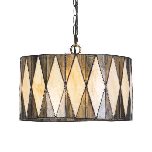 Oaks Lighting Arrino Soft Grey with Yellow Tiffany Pendant Light 
