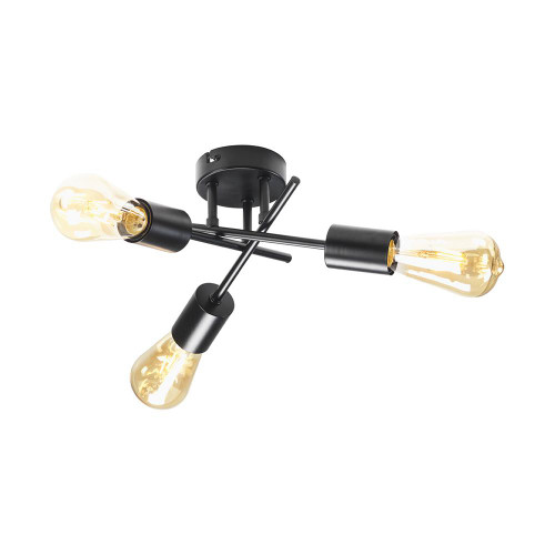 Oaks Lighting Salla 3 Light Black Semi Flush Ceiling Light 