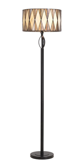 Oaks Lighting Arrino 2 Light Soft Grey with Yellow Tiffany Floor Lamp 