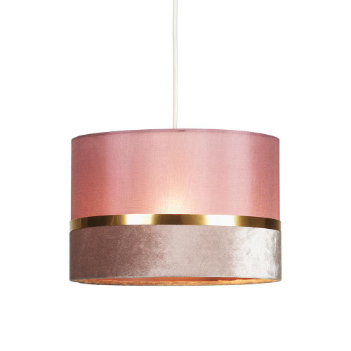 Oaks Lighting Thun Pink with Gold Band Drum Easy Fit Pendant Light 