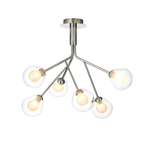 Oaks Lighting Harren 6 Light Chrome with Clear and Opal Diffuser Semi Flush Ceiling Light 