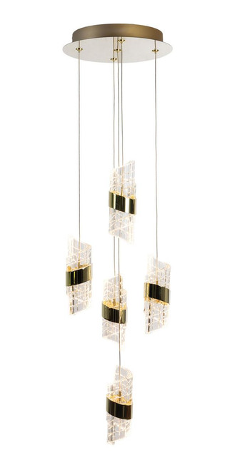 Oaks Lighting Zanthus 5 Light Gold with Clear LED Cluster Pendant Light 