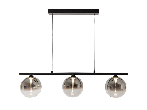 Oaks Lighting Kadina 3 Light Black with Smoked Glass LED Bar Pendant Light 
