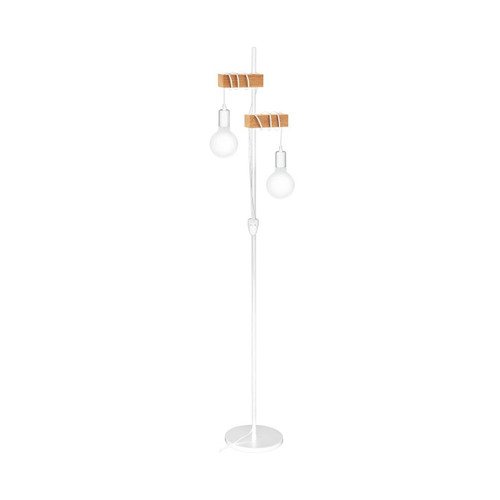 Eglo Lighting Townshend 2 Light Matt White with Wood Floor Lamp