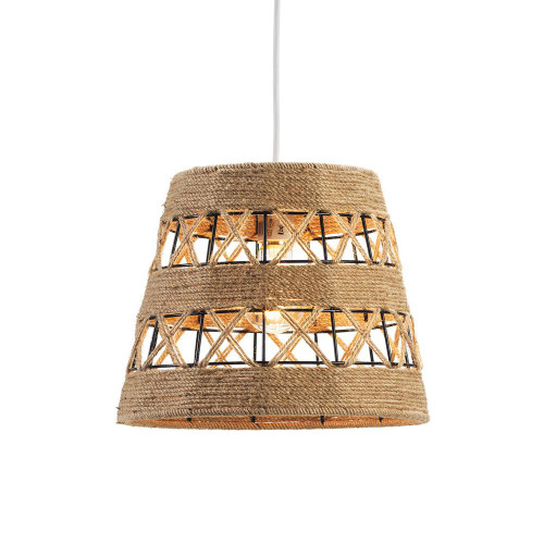 Oaks Lighting Craco Black with Natural Wood Easy Fit Pendant Light 
