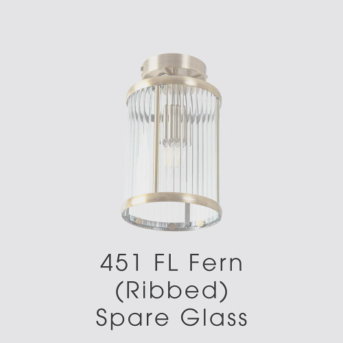 Oaks Lighting Fern Flush Lantern Ribbed Glass Replacement Only 