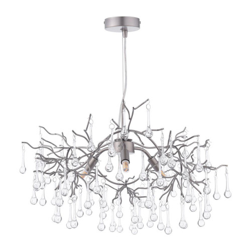 Laura Ashley Lighting Willow 3 Light Satin Pewter with Crystal Pendant Light - Clearance 
