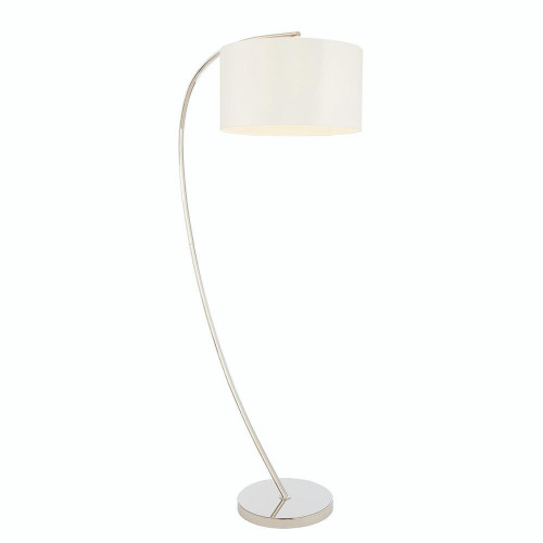 Endon Lighting Josephine Bright Nickel with Vintage White Shade Floor Lamp - Clearance 