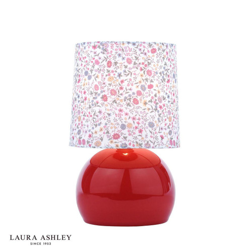 Laura Ashley Lighting Knowlton Pink Crackle Glaze with Floral Shade Table Lamp 