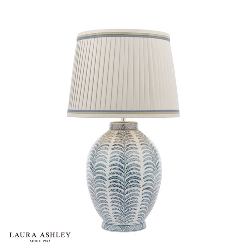 Stannard Blue Leaf Art Ceramic with Natural Faux Shade Table Lamp