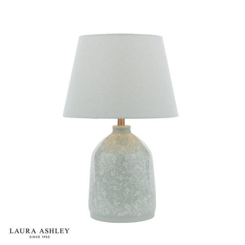 Laura Ashley Lighting Campion Blue Floral Art Ceramic with Pale Blue Shade Table Lamp 