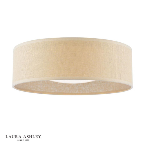 Laura Ashley Lighting Buckenham 2 Light Rattan with White Frosted Acrylic Diffuser Flush Ceiling Light 