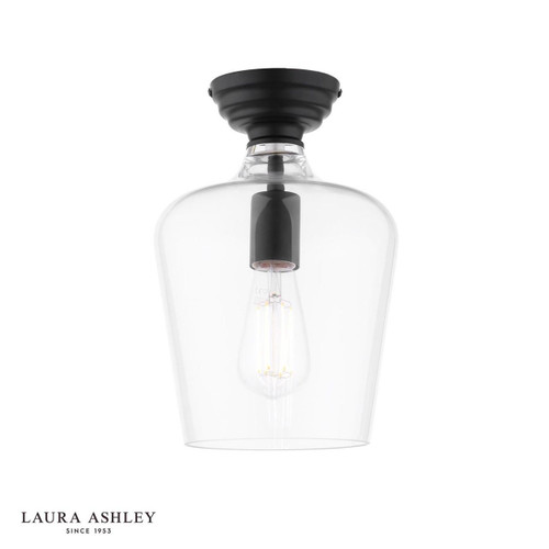 Laura Ashley Lighting Ockley Matt Black with Clear Diffuser Semi Flush Ceiling Light 