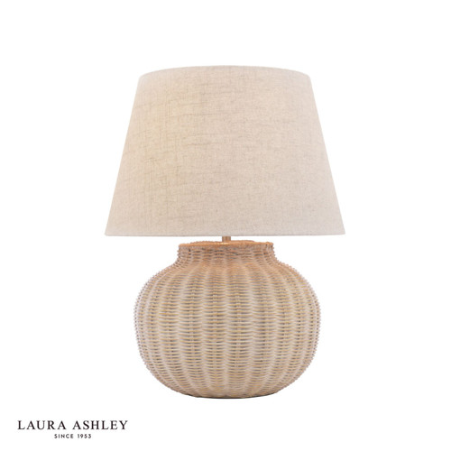 Fernhill Matt Cream Rattan Effect with Soft Oatmeal Shade Table Lamp