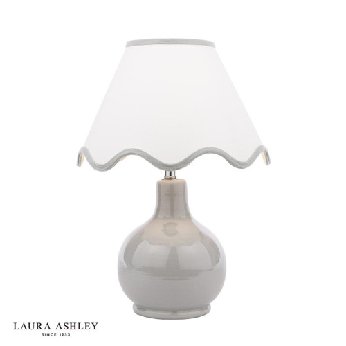 Laura Ashley Lighting Bramhope Sleek Grey Ceramic with Cream Cotton Mix Shade Table Lamp 