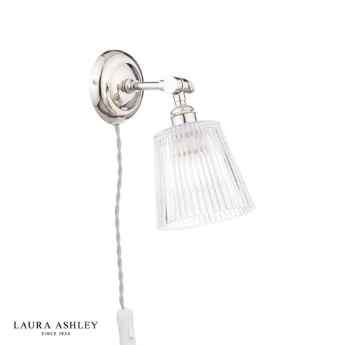 Callaghan Polished Nickel with Clear Ribbed Shade Wall Light