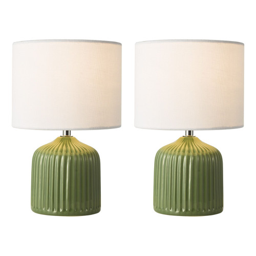 Gigi Green with White Shade Twin Pack Table Lamp
