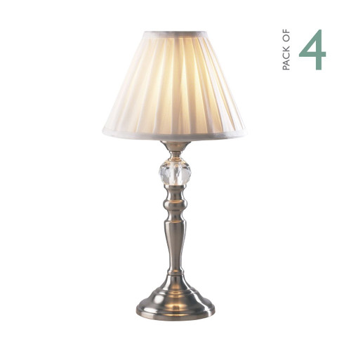 Beau 4 Pack Satin Chrome with White Shade Touch Table Lamp