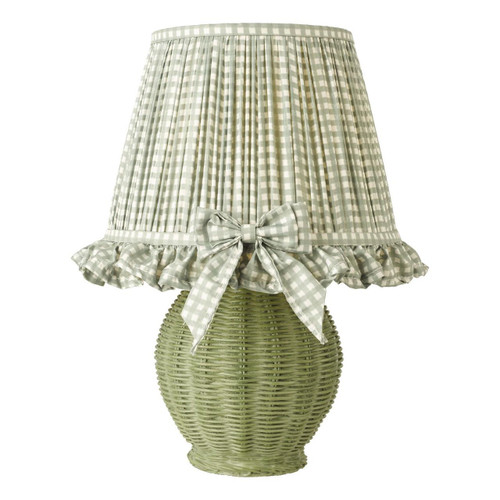 Dar Lighting Omer Matt Green and Antique Brass with Green Cotton Mix Shade Table Lamp 