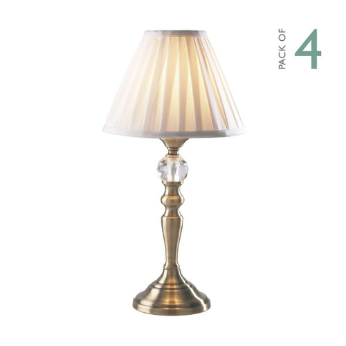 Dar Lighting Beau 4 Pack Antique Brass with White Shade Touch Table Lamp 