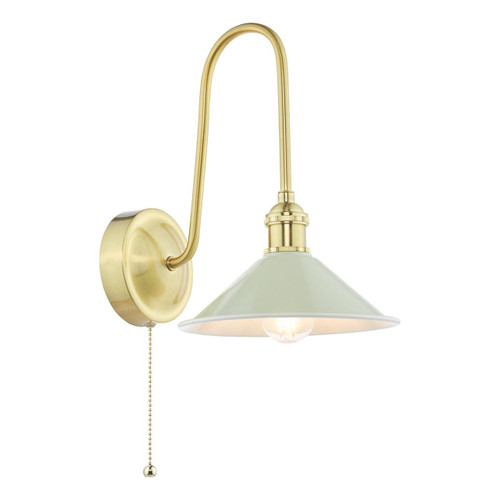 Dar Lighting Hadano Natural Brass and Matt Taupe Shade Wall Light 