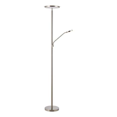 Dar Lighting Kamika Mother & Child 2 Light Satin Chrome with Adjustable LED Floor Lamp 