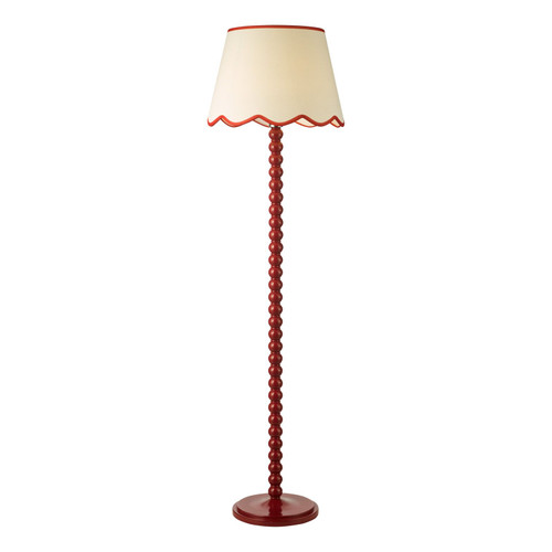 Spool Red with Natural and Red Shade Floor Lamp