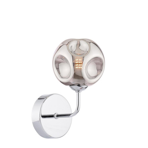 Dar Lighting Feya Polished Chrome with Organic Smoked Diffuser Wall Light 