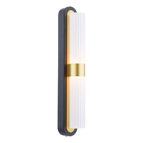 Dar Lighting Hessel 2 Light Matt Black and Satin Gold with White Diffuser LED Wall Light 