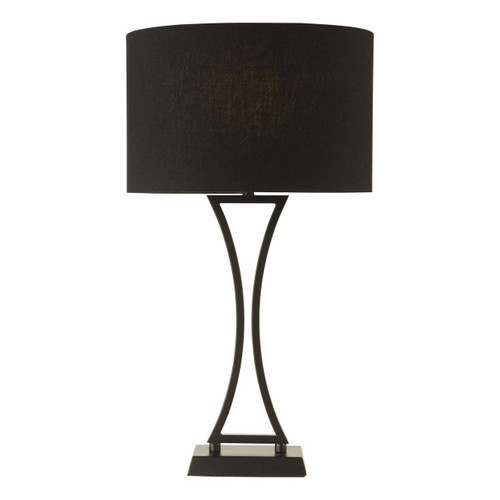 Dar Lighting Oporto Matt Black with Black Shade Table Lamp 
