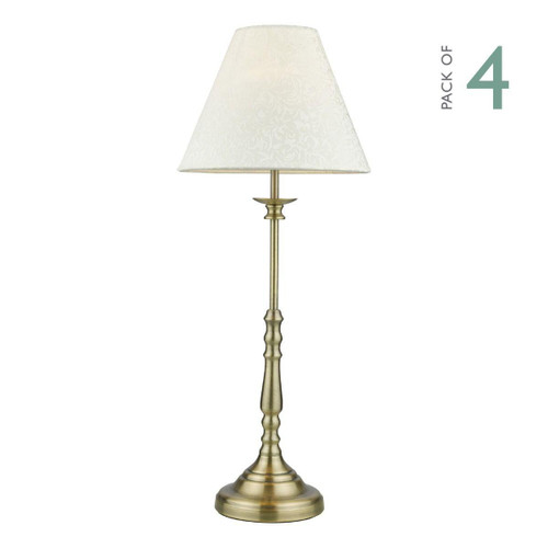 Dar Lighting Blenheim 4 Pack Antique Brass with Ivory Shade Table Lamp 