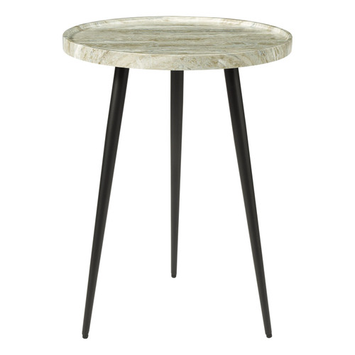 Nusa Brown Stone Effect and Matt Black Side Table