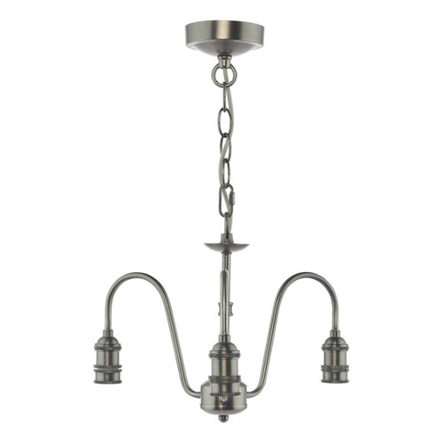 Dar Lighting E14 3 Light Antique Chrome Fitting Only Dual Mount Pendant Light 