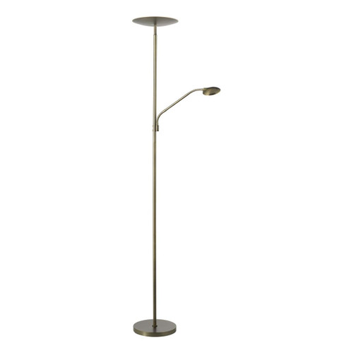 Dar Lighting Osbert Mother & Child 2 Light Satin Bronze with Adjustable LED Floor Lamp 