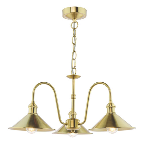 Hadano 3 Light Natural Brass and Aged Brass Shades Pendant Light