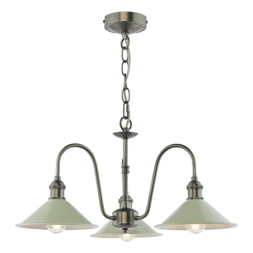 Hadano 3 Light Antique Chrome and Matt Taupe Shades Pendant Light