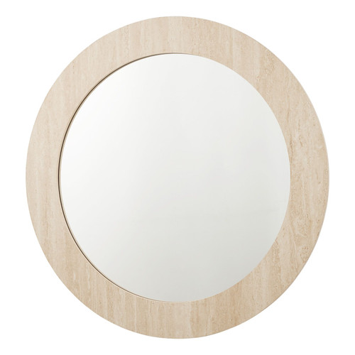 Ioana Travertine Effect 80cm Round Mirror