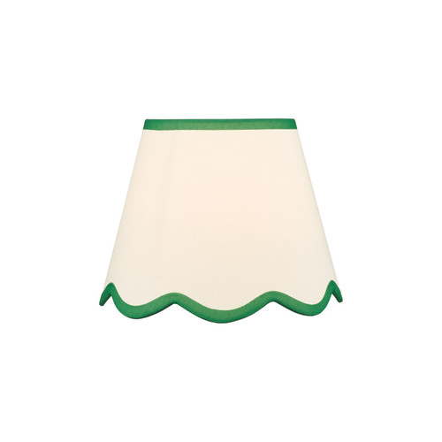 Poma Natural Linen and Green Scalloped Table Lamp Shade Only