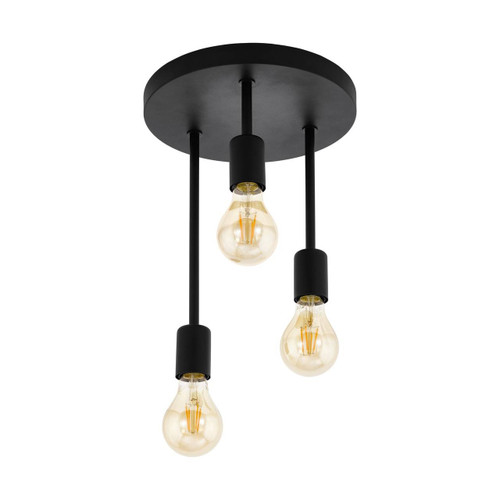 Eglo Lighting Wilmcote 3 Light Black Semi Flush Ceiling Light