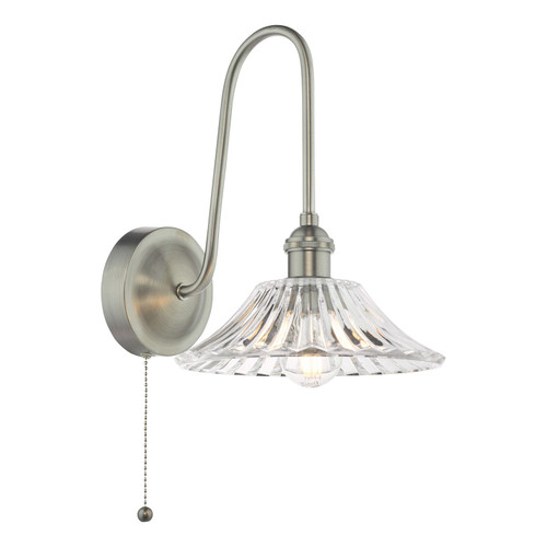 Hadano Antique Chrome and Clear Flared Shade Wall Light