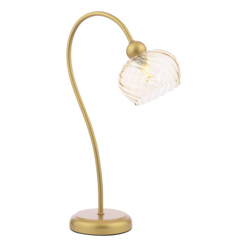 Dar Lighting Cognac Satin Gold with Champagne Ribbed Shade Table Lamp 