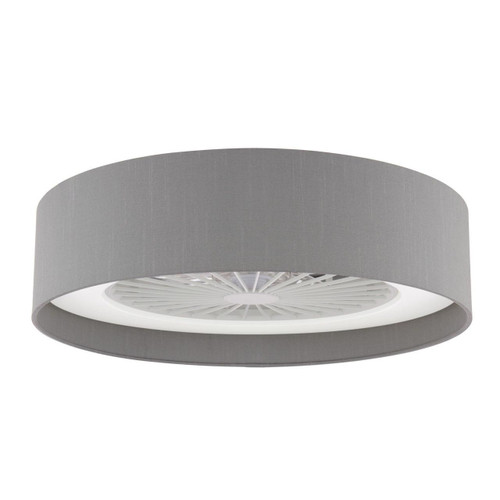 Dar Lighting Fan White with Grey Drum Shade LED Flush Ceiling Light 